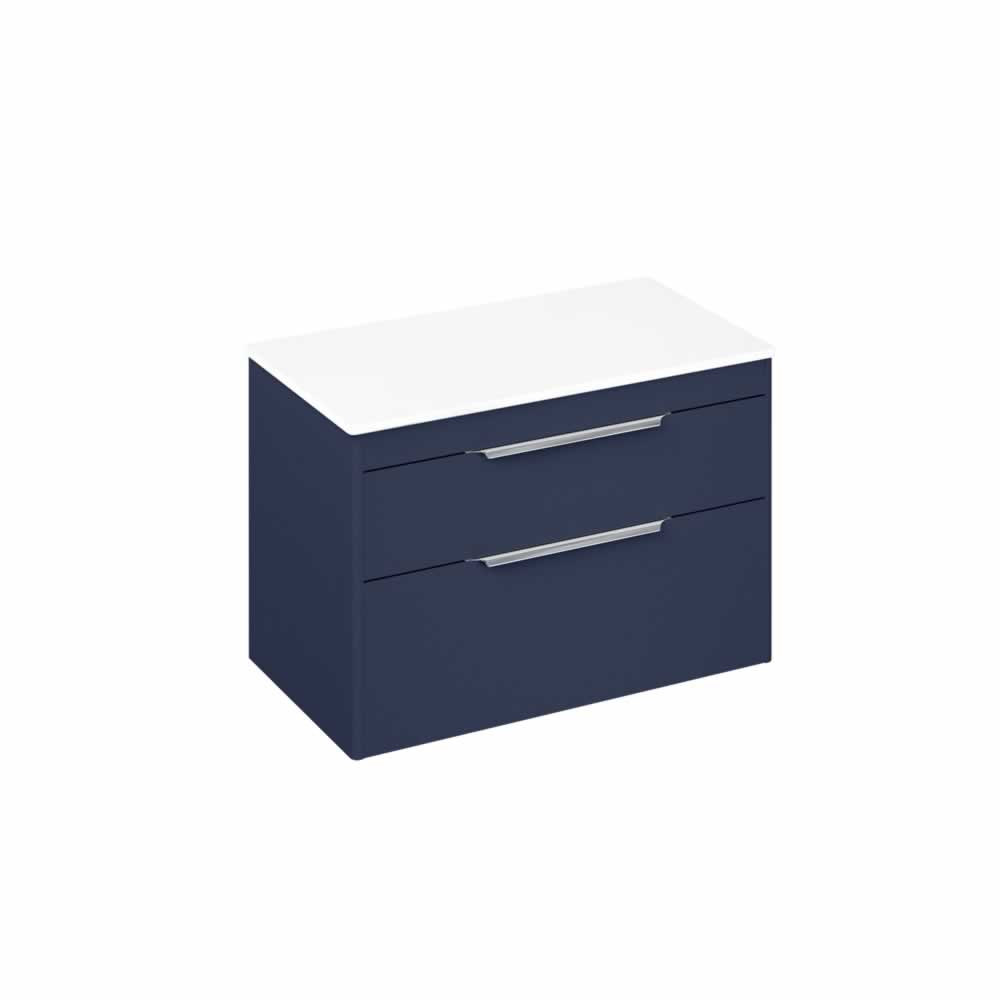 Shoreditch 85cm double drawer Matt Blue with White Worktop